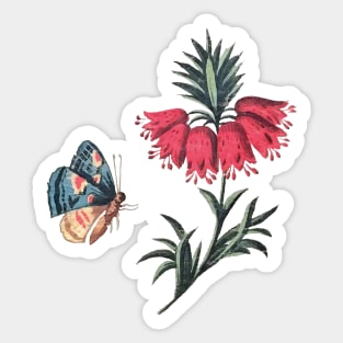 Butterfly and flowers - vintage Sticker